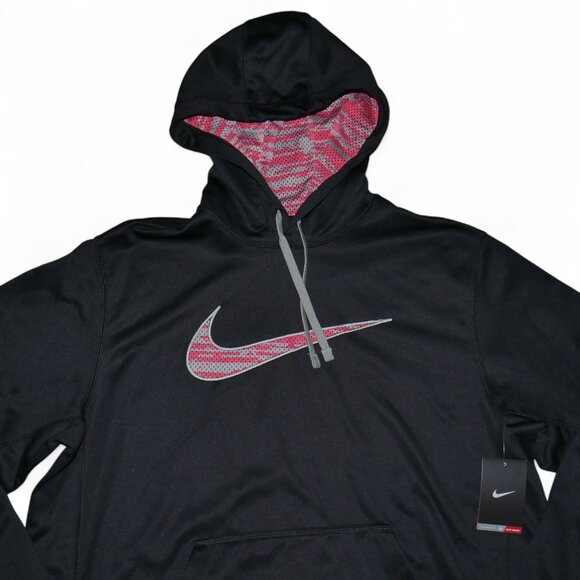 Nike Therma-Fit Sweatsuit Men's Size L-XL Black/Red Big Swoosh Outfit Set NWT - Picture 6 of 13
